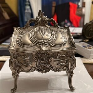 Ornate Vintage  Silver Jewelry Box